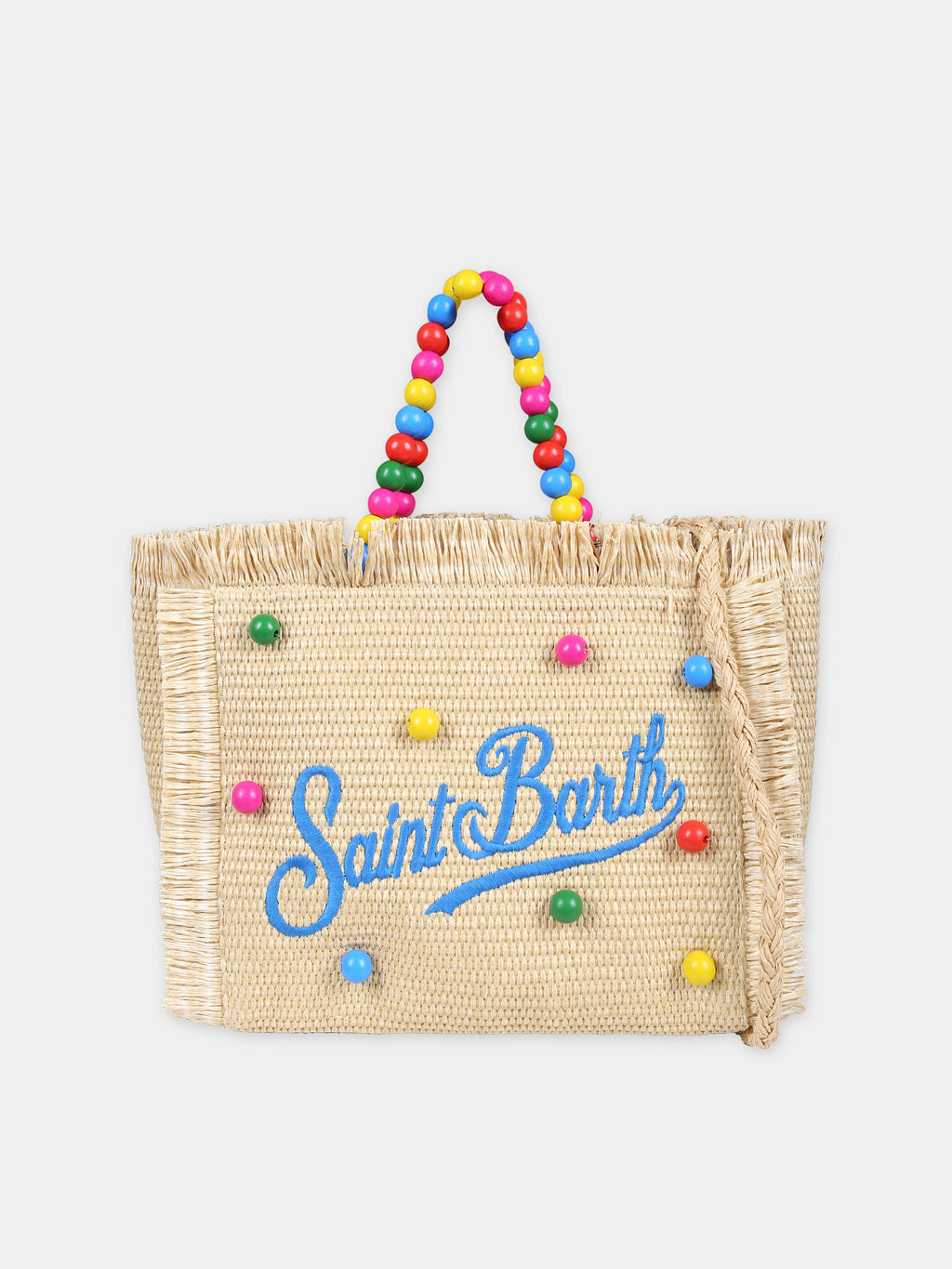 Beige beach bag for girl with logo